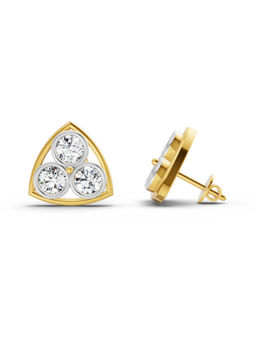 Sparkles - 14K Yellow Gold Lab Grown Diamond 2.28 Carat Triangular Stud Earrings for Women