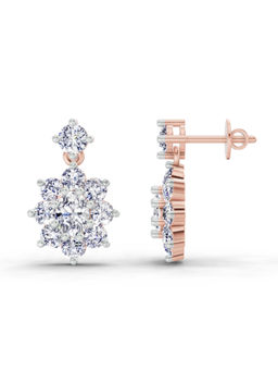 Sparkles - 14K Rose Gold Lab Grown Diamond 2.79 Carat Floral Stud Earrings for Women