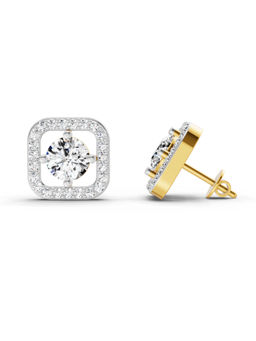 Sparkles - 14K Yellow Gold Lab Grown Diamond 1.9 Carat Round Stud Earrings for Women