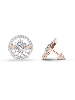 Sparkles - 14K Rose Gold Lab Grown Diamond 1.28 Carat Round Floral Stud Earrings for Women