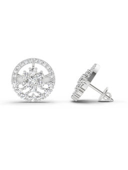 Sparkles - 14K White Gold Lab Grown Diamond 1.28 Carat Round Floral Stud Earrings for Women