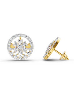 Sparkles - 14K Yellow Gold Lab Grown Diamond 1.28 Carat Round Floral Stud Earrings for Women