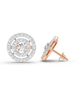 Sparkles - 14K Rose Gold Lab Grown Diamond 1.41 Carat Round Halo Stud Earrings for Women