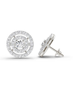 Sparkles - 14K White Gold Lab Grown Diamond 1.41 Carat Round Halo Stud Earrings for Women