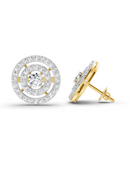 Sparkles - 14K Yellow Gold Lab Grown Diamond 1.41 Carat Round Halo Stud Earrings for Women