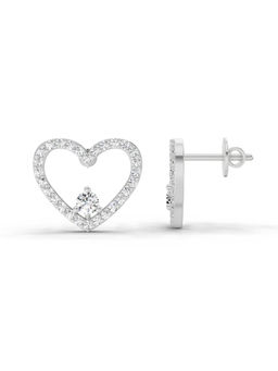Sparkles - 14K White Gold Lab Grown Diamond 0.66 Carat Heart Halo Stud Earrings for Women