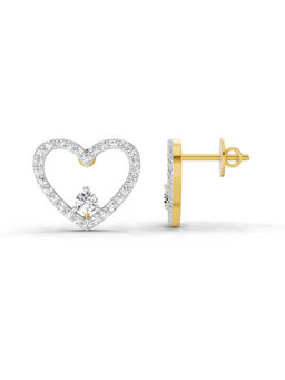 Sparkles - 14K Yellow Gold Lab Grown Diamond 0.66 Carat Heart Halo Stud Earrings for Women