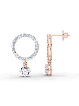 Sparkles - 14K Rose Gold Lab Grown Diamond 1.21 Carat Circle Stud Earrings for Women