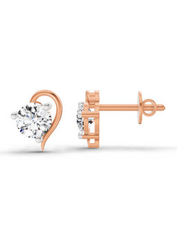 Sparkles - 14K Rose Gold Lab Grown Diamond 0.6 Carat Round Heart Stud Earrings for Women