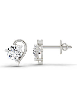 Sparkles - 14K White Gold Lab Grown Diamond 0.6 Carat Round Heart Stud Earrings for Women