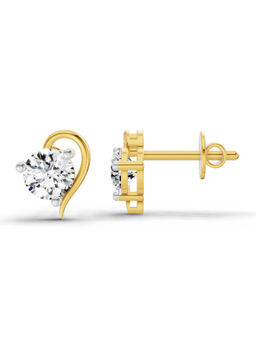 Sparkles - 14K Yellow Gold Lab Grown Diamond 0.6 Carat Round Heart Stud Earrings for Women