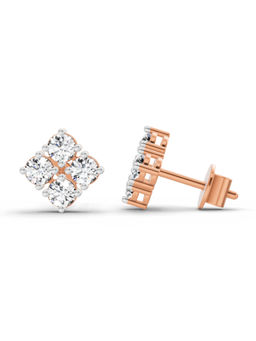 Sparkles - 14K Rose Gold Lab Grown Diamond 0.76 Carat Round Cluster Stud Earrings for Women