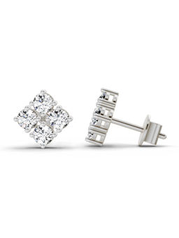 Sparkles - 14K White Gold Lab Grown Diamond 0.76 Carat Round Cluster Stud Earrings for Women
