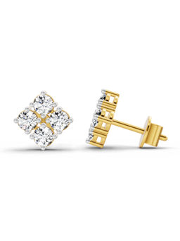 Sparkles - 14K Yellow Gold Lab Grown Diamond 0.76 Carat Round Cluster Stud Earrings for Women