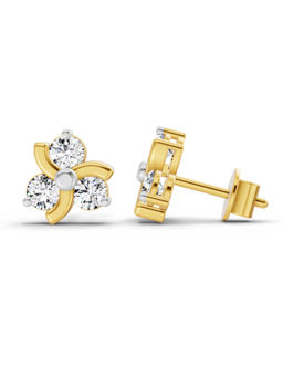Sparkles - 14K Yellow Gold Lab Grown Diamond 0.75 Carat Round Flower Stud Earrings for Women