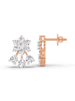 Sparkles - 14K Rose Gold Lab Grown Diamond 1.09 Carat Round Floral Stud Earrings for Women