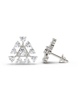 Sparkles - 14K White Gold Lab Grown Diamond 0.91 Carat Round Triangle Stud Earrings for Women