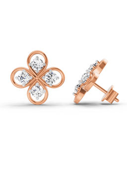Sparkles - 14K Rose Gold Lab Grown Diamond 0.84 Carat Round Clover Stud Earrings for Women