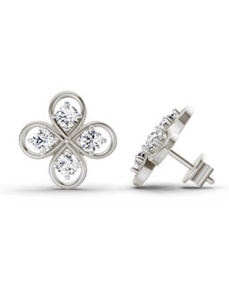 Sparkles - 14K White Gold Lab Grown Diamond 0.84 Carat Round Clover Stud Earrings for Women