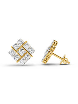 Sparkles - 14K Yellow Gold Lab Grown Diamond 0.97 Carat Square Cluster Stud Earrings for Women