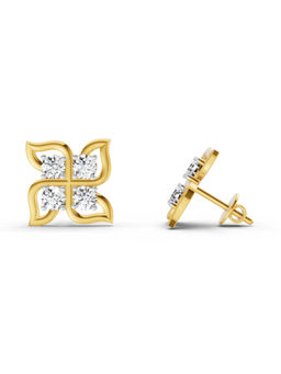 Sparkles - 14K Yellow Gold Lab Grown Diamond 1 Carat Quatrefoil Stud Earrings for Women