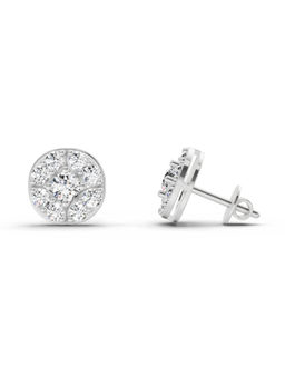 Sparkles - 14K White Gold Lab Grown Diamond 0.95 Carat Round Cluster Stud Earrings for Women