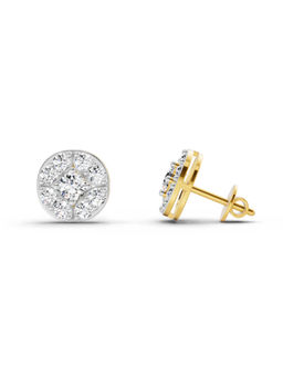 Sparkles - 14K Yellow Gold Lab Grown Diamond 0.95 Carat Round Cluster Stud Earrings for Women