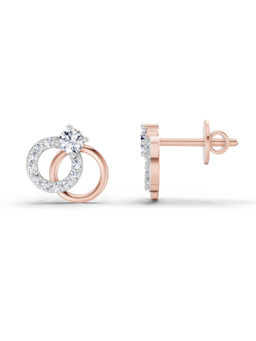 Sparkles - 14K Rose Gold Lab Grown Diamond 0.35 Carat Circle Stud Earrings for Women