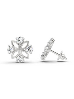 Sparkles - 14K White Gold Lab Grown Diamond 0.84 Carat Floral Stud Earrings for Women