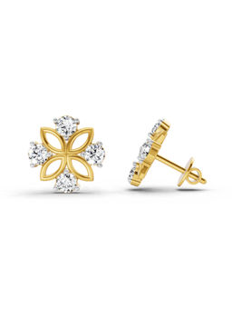 Sparkles - 14K Yellow Gold Lab Grown Diamond 0.84 Carat Floral Stud Earrings for Women