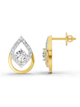 Sparkles - 14K Yellow Gold Lab Grown Diamond 0.70 Carat Pear Halo Stud Earrings for Women