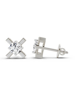 Sparkles - 14K White Gold Lab Grown Diamond 0.51 Carat Round Stud Earrings for Women