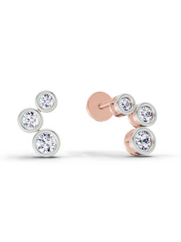 Sparkles - 14K Rose Gold Lab Grown Diamond 0.66 Carat Bezel Set Stud Earrings for Women