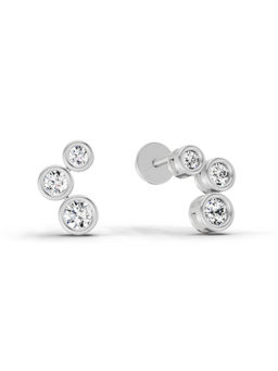 Sparkles - 14K White Gold Lab Grown Diamond 0.66 Carat Bezel Set Stud Earrings for Women