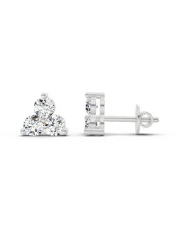 Sparkles - 14K White Gold Lab Grown Diamond 1.05 Carat Trio Stud Earrings for Women