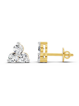 Sparkles - 14K Yellow Gold Lab Grown Diamond 1.05 Carat Trio Stud Earrings for Women