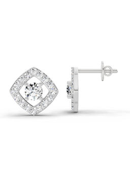 Sparkles - 14K White Gold Lab Grown Diamond 0.76 Carat Square Halo Stud Earrings for Women