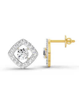 Sparkles - 14K Yellow Gold Lab Grown Diamond 0.76 Carat Square Halo Stud Earrings for Women