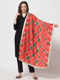 Zamour - Women Multi-Color Embroidered Phulkari Bagh Dupatta