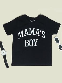 Be Awara - Mama's Boy Kids Half Sleeves Crew Neck T- Shirt - Black