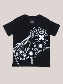 Be Awara - PS2 Controller Kids Half Sleeves Crew Neck T- Shirt - Black