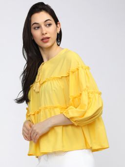TOKYO TALKIES - Yellow Women's Gathe Frill Top