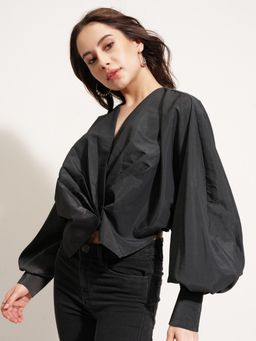 TOKYO TALKIES - Black Front Twisted Top