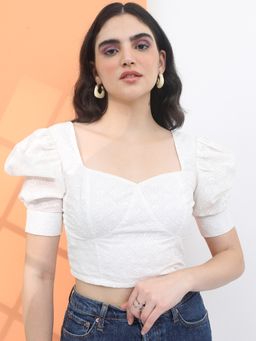 TOKYO TALKIES - Women's White Regular Crop Top