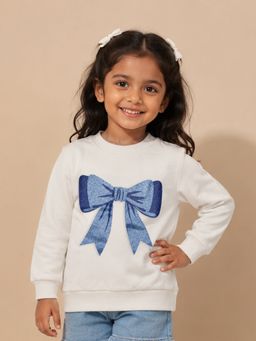 Mi Arcus - Cream Cotton Full Sleeves Printed Sweatshirt
