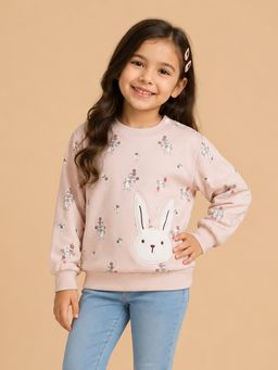 Mi Arcus - Peach Cotton Full Sleeves Printed Sweatshirt