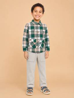 Mi Arcus - Cotton Fullsleeves Check Shirt and Solid Trousers for Boys
