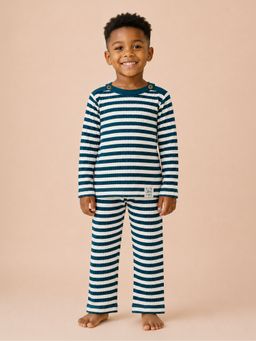 Mi Arcus - Blue Cotton Full Sleeves Stripes T shirt With Pyjama (Pack of 2)