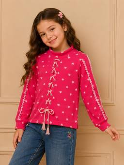 Cutecumber - Magenta Fleece Full Sleeves Printed Sweatshirt