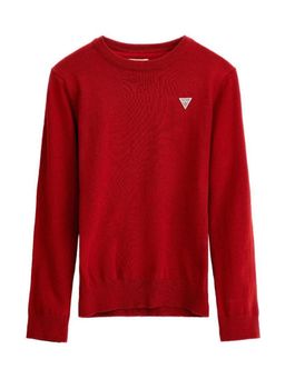 Guess - Red Cotton Full Sleeves Solid/Plain SweatShirt